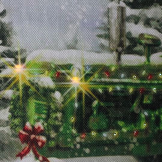 LED Lighted Merry Christmas Tractor Canvas Wall Art